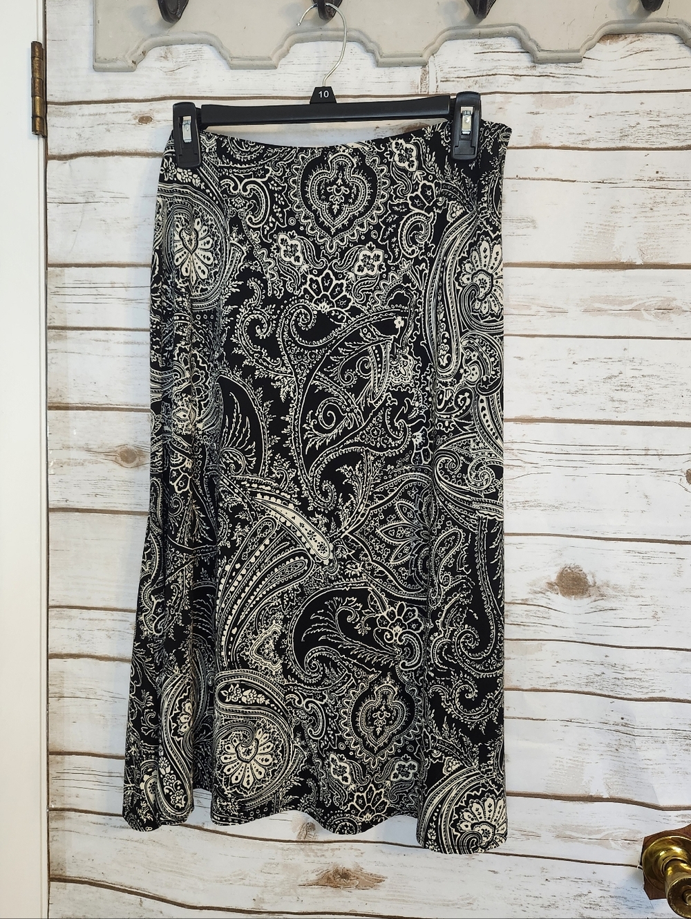 Chico's Black & Cream Paisley Skirt